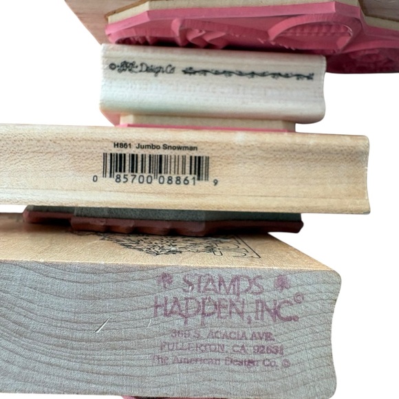 Lot of 5 Vintage Christmas Wood Mount Rubber Stamps Jumbo 1990s Bundle of 5 - Picture 9 of 10